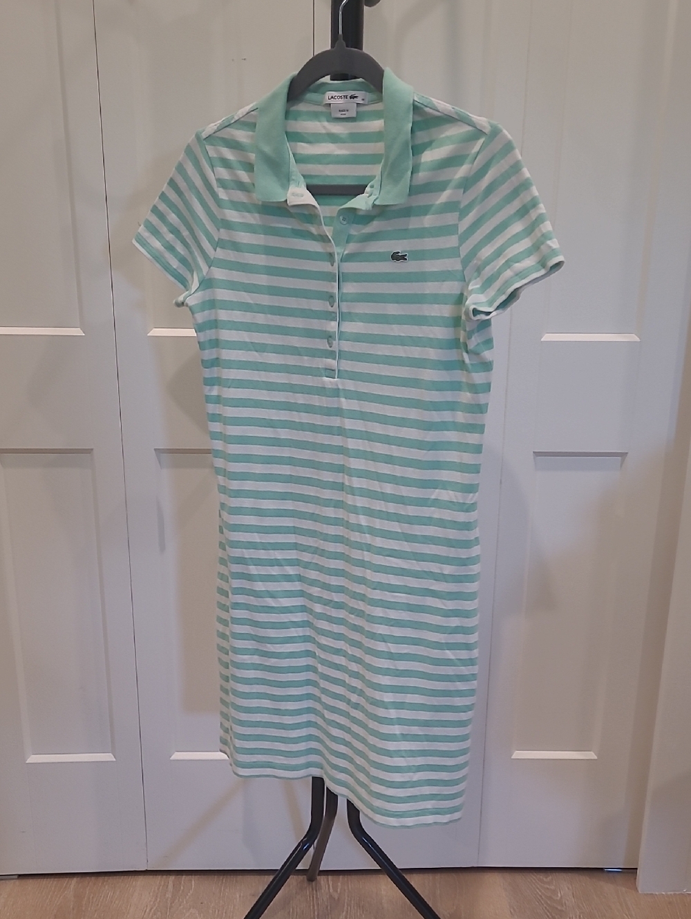 Lacoste Mint Green & White Striped Polo Dress